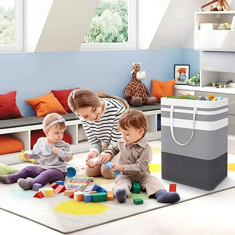 2-Pack Large Laundry Baskets – 75L Collapsible Hamper With Handles, Waterproof Lining (Grey)