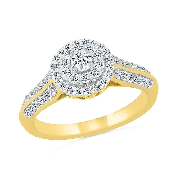DGOLD 10kt Yellow Gold Round White Diamond Elegant Promise Ring (1/2 cttw)