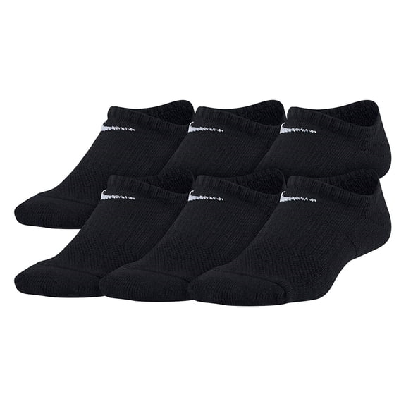 Nike Kids Everyday Cushioned No-Show Socks 6 Pair Black/White Medium
