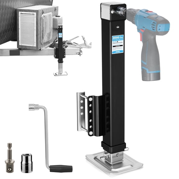 Kohree 8000 lbs Heavy Duty Trailer Jack, 20-24V Cordless Drill Compatible with Manual Crank &Handle Drop Leg for Large RV,Utility Trailers, Yacht Trailers, Boat Trailer