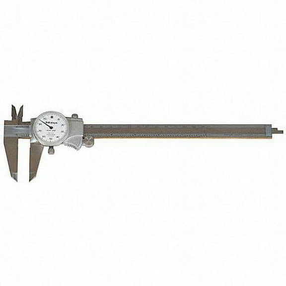 Mitutoyo Dial Caliper w/Cert,8 In,0.100/Rev 505-743JCAL