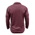 thumbnail image 6 of Kvture Fall Tops for Men Casual Stylish Color Block Long Sleeve Lapel Collar Button up Shirts for Business Office Work Golf Wine Pullover XL, 6 of 7