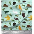 thumbnail image 1 of Soimoi Tissu Crêpe Polyester Oiseau,Squirrel & Rabbit Animal Tissu Imprimé au Mètre 52 Pouces de Large, 1 of 3