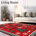 thumbnail image 2 of ODIKA 5'x7' Machine Washable Non-Slip Area Rug, Vintage Holiday Truck and Pine Motif with Snowflake Accents Festive High Traffic Rug, Red, 739400, 2 of 7