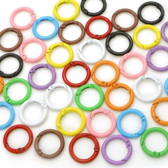 40 Pcs Trigger Spring O Rings, 1 Inch Round Snap Clip Small Welded Multi-Purpose Zinc Alloy Rings, Silver, Light 10 Colors