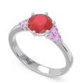 thumbnail image 2 of 2.15 Ct Fine Round Cut Red Ruby & Pink Sapphire Gemstone Bridal Ring for Women Solid 14K White Gold Size 10 by Diamond-Capitals, 2 of 7