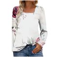 thumbnail image 2 of Cutuoiiu Athletic Shirts for Women Fashion Print Square Neckline Casual Button Long Sleeve Tops Gifts, 2 of 7