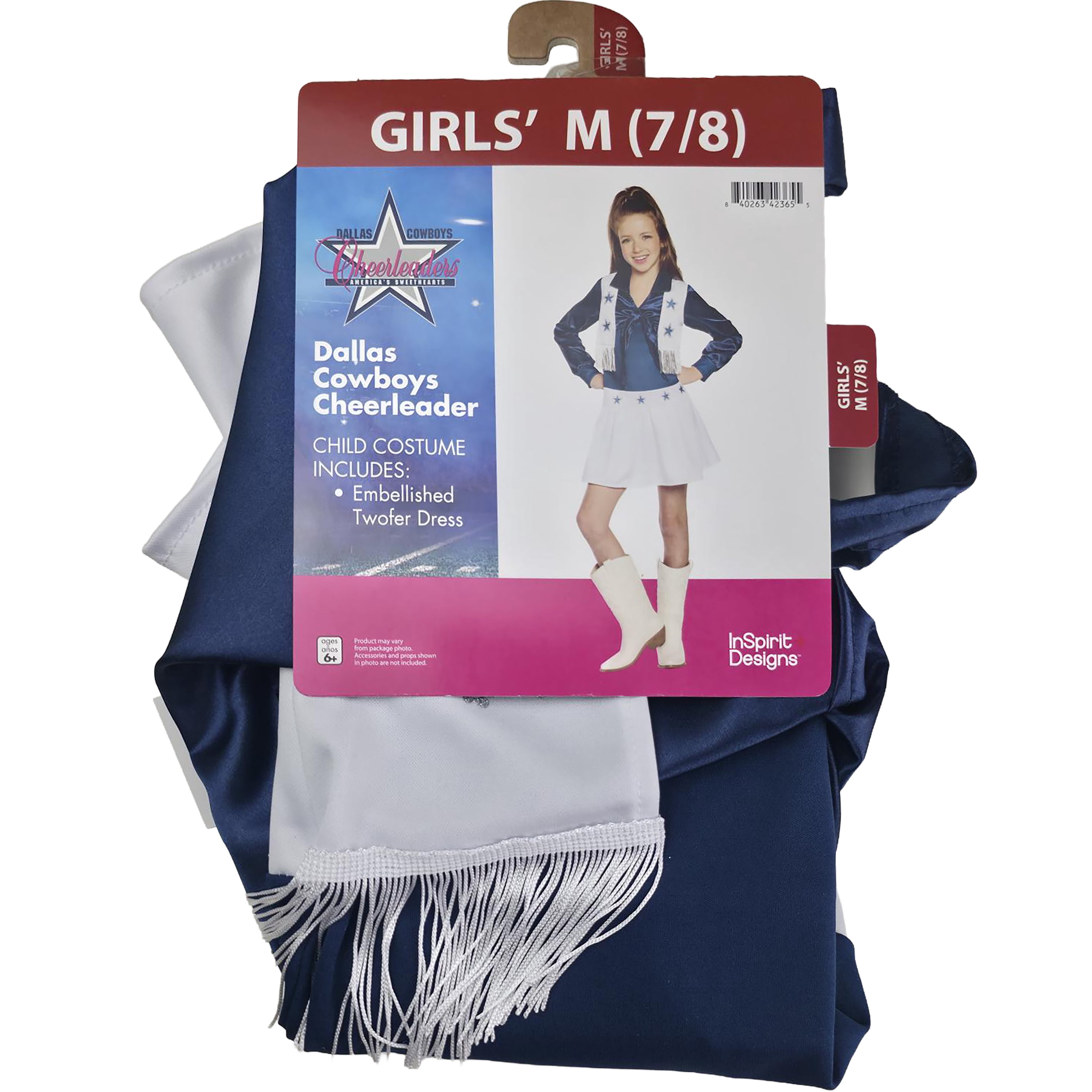 Dallas Cowboy Cheerleader, Halloween Costume for Children, Girls Size M (7/8), by Inspirit Designs