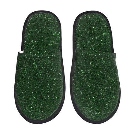 

Adobk Emerald Green Sparkling Print Slippers Indoor Outdoor Retro Slippers House Soft Fluffy Slides Cushion Furry Slippers-Medium