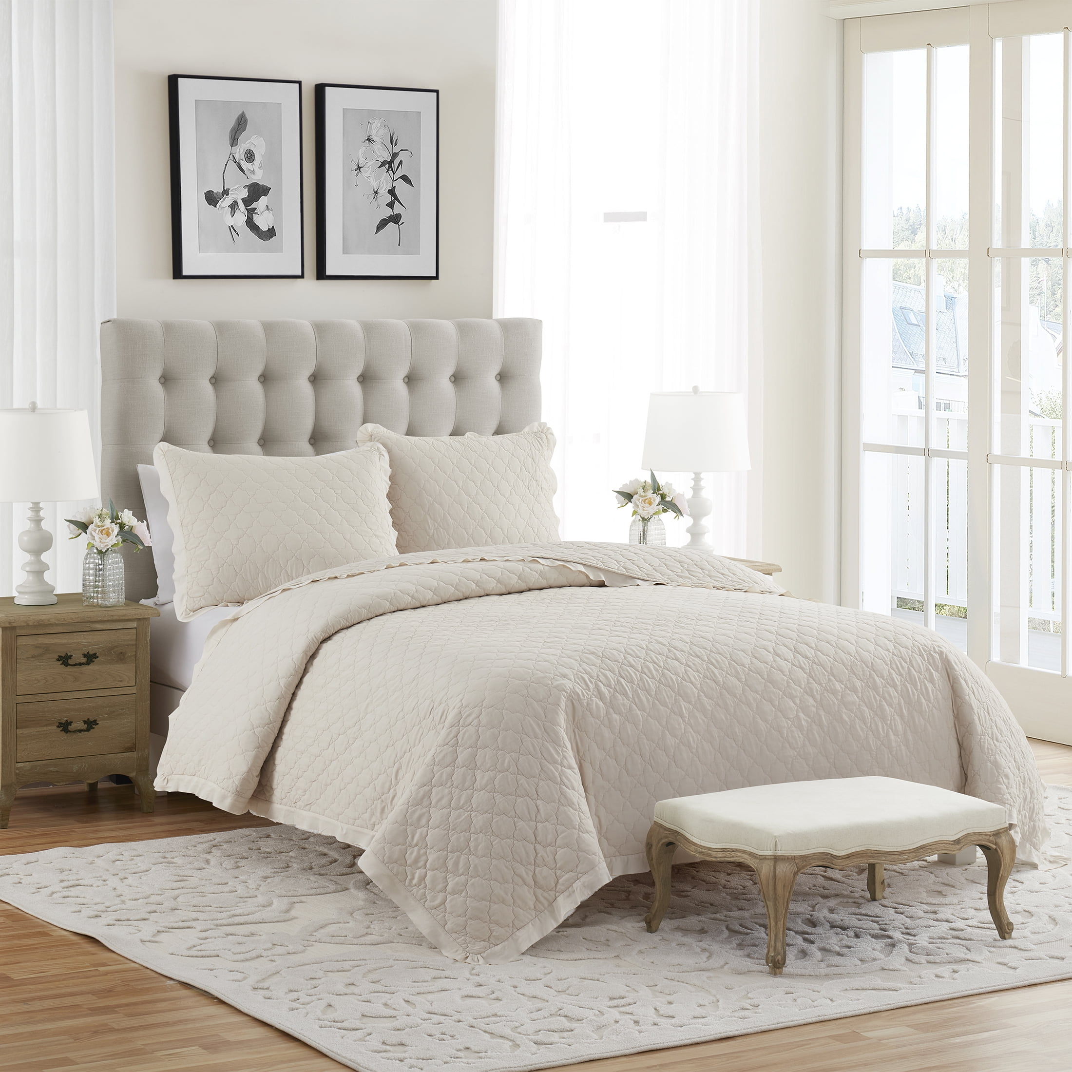 My Texas House Penelope Taupe 3-Piece Quilt Set, Full/Queen