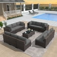 thumbnail image 2 of ALAULM 14 Piece Outdoor Patio Furniture Sets All-Weather Outdoor Sectional Furniture Patio Sofa Backyard Deck Couch Conversation Chair Set with Coffee Table & 12 Thickened Cushions, Gray, 2 of 7