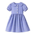 thumbnail image 3 of HILEELANG 3-13T Little/Big Girls Navy Gingham 100% Cotton Dress Size 6-7T, 3 of 8