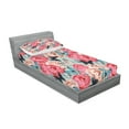 thumbnail image 2 of Ambesonne Colorful Fitted Sheet & Pillow Sham Set, Peony Rose Butterflies, Twin, Multicolor, 2 of 2