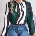 thumbnail image 6 of Posijego Womens Workwear Blouse Striped Dressy Casual Mock Neck Long Sleeve Spring Tops Fashion Shirts, 6 of 7