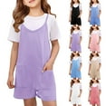 thumbnail image 3 of EnJoCho Girls Spaghetti Strap Jumpsuit, Sleeveless Pocket Shorts Romper, Lightweight Summer Casual Dress for Kids, 3 of 8
