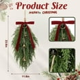 thumbnail image 2 of AHeartcove 2pcs Christmas Greenery Cedar Teardrop Swag with Velvet Ribbon Bow and Rustic Vintage Bells - Artificial Swag Wreath for Tree Outdoor Front Door Farmhouse Home Wall Mantle Decor(Burgundy), 2 of 12