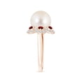 thumbnail image 3 of ANGARA Freshwater Cultured Pearl Floral Ring with Rubies in 14K Rose Gold for Women | June Birthstone, Birthday, Anniversary, Jewelry Gift for Women | Pearl Ring, 3 of 9
