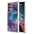 thumbnail image 1 of SaniMore Electroplated Marble Case for Samsung Galaxy S22 Ultra, Shockproof Protection Cover Support Magnetic Wireless Charging Soft TPU Bumper Transparent Ultra-Slim for Samsung S22 Ultra, Purple, 1 of 8