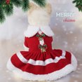 thumbnail image 3 of Lindo gato perro vestido rojo con lazo campanas Navidad perro vestido para perros pequeños medianos JShteea El nuevo, 3 of 9