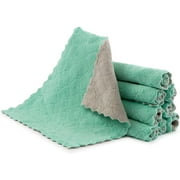 9 Pack Dish Cloths for Washing Dishes - Lint Free Kitchen Sponge Dishcloth Small Microfiber Dish Towel Rags Absorbent Reusable Cleaning Drainer Washcloths Fast Drying Multipurpose for Sink Car (Green)