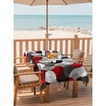 thumbnail image 2 of Outdoor Tablecloth with Umbrella Hole for Patio/Picnic/Party/Camping, Red Grey Abstract Waterproof Table Cloth Rectangle Table Cover Washable, Modern Geometric Ombre Artwork (54"x 80"), 2 of 8