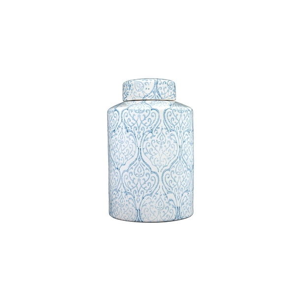 Blue & White Decorative Ginger Jar with Lid