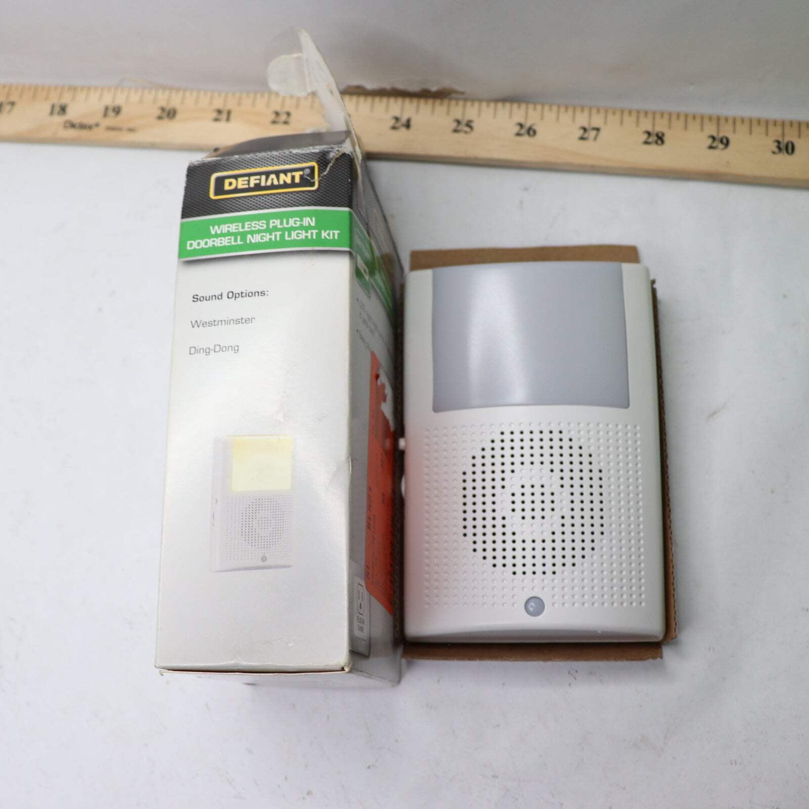 Wireless Plug-In Doorbell Kit with LED Night Light and Wireless Push Button, White
