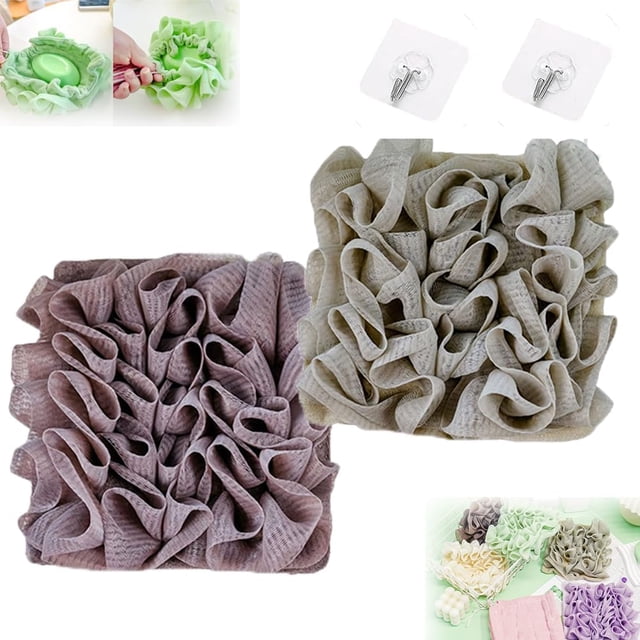 Loufee, The Leeffa Soft Loofah and Washcloth, Leefa Loofah, Ducha Loofah con cordón, 2 en 1 Ducha Loofah (2PCS-C)