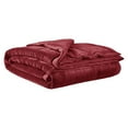 thumbnail image 3 of Twin Size Blanket, Modern Microfiber Down Alternative Blanket with Satin Trim and Box Sewing Filling, Reversible Lightweight Blanket for All Seasons, 90*66 Inch, Burgundy, 3 of 9