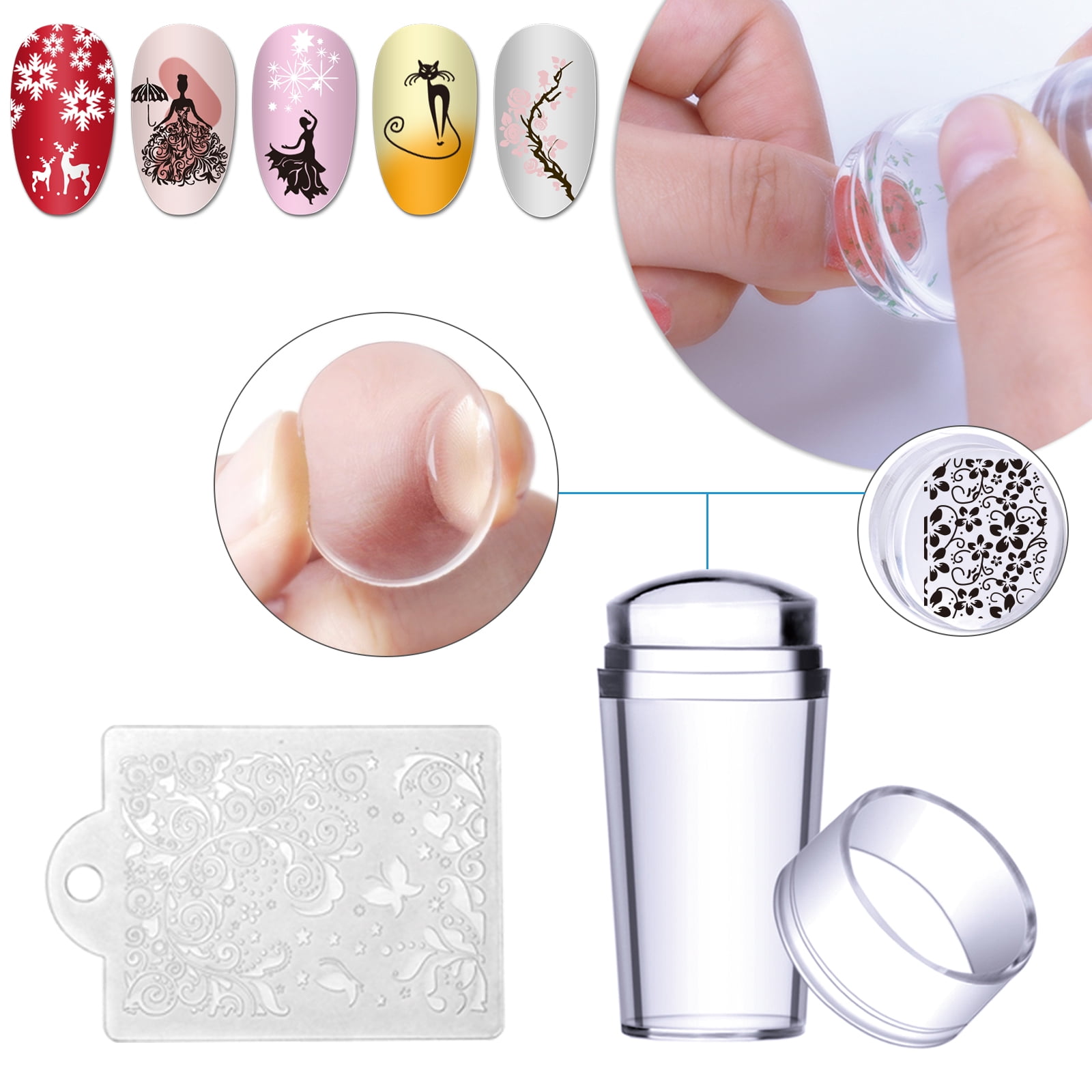 Biutee 36pcs Nail Stamper Set, 30pcs Nail Stamping Plates with Stamps, Scrapers & Storage Bag Stainless Steel Nail Plate Template Kit Christmas Gift