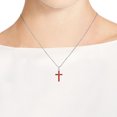 thumbnail image 3 of AeraVida Unisex Christian Cross of Faith Inlaid Red Coral Sterling Silver Necklace Anniversary Jewelry Gift, 3 of 6