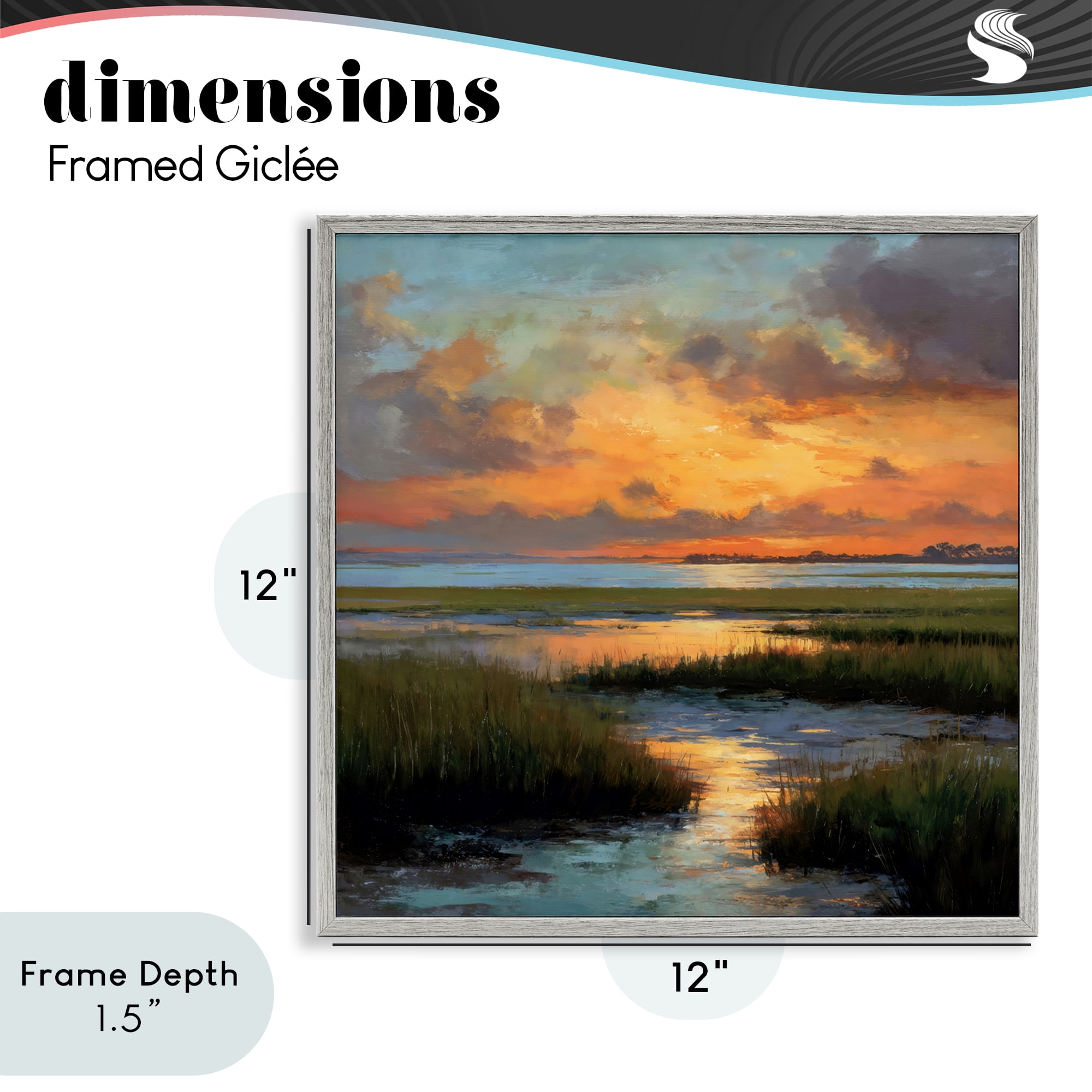 Stupell Industries Evening Marshland Glow Gray Framed Giclee Art, design by Petal Prints Design