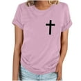 thumbnail image 1 of Camiseta Casual de Manga Corta de Cuello Redondo Impresa para las Mujeres, 95% Poliéster 5% Spandex Vintage Top Ligero para Diario, Fiesta Y Primavera Verano, 1 of 4