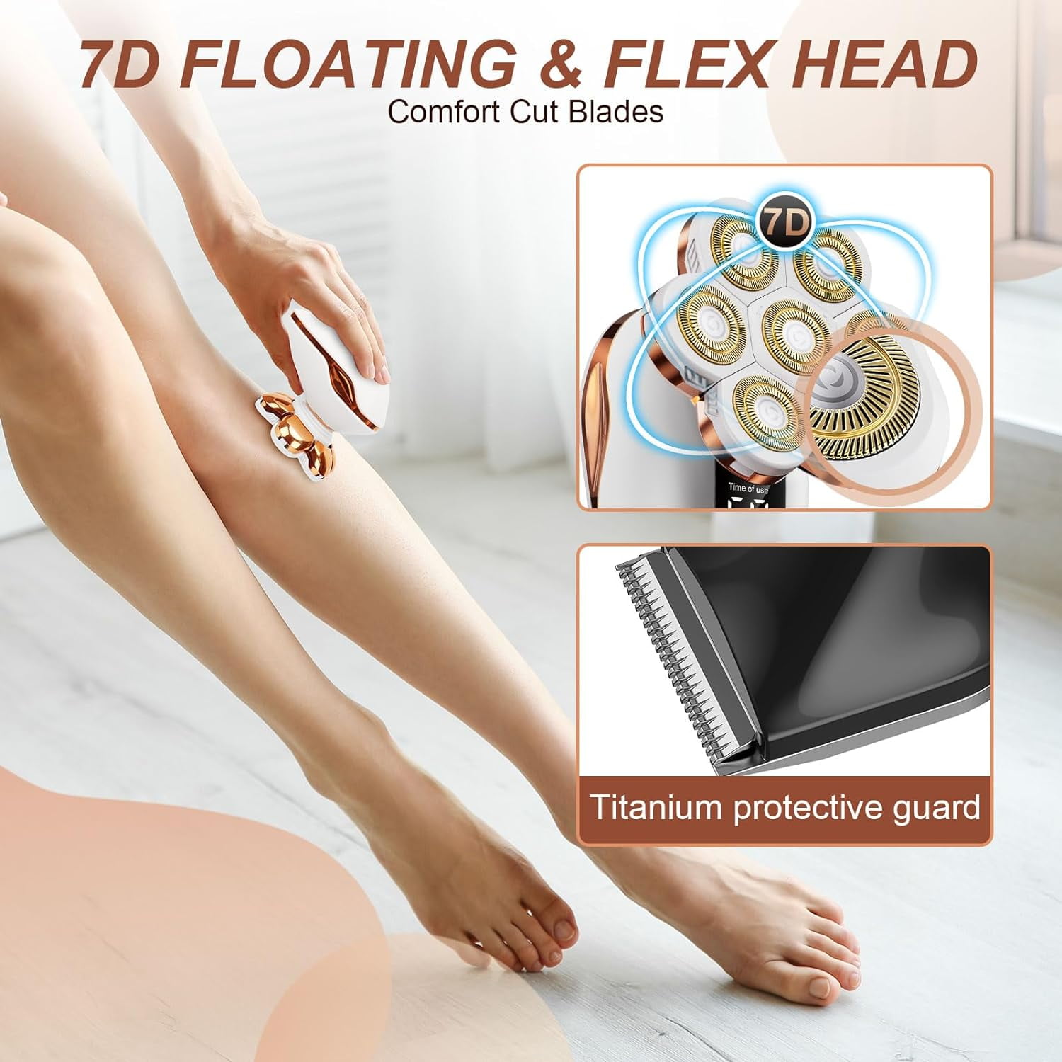 Electric Razors for Women, Wet/Dry 7D Rechargeable Rotary Shaver for Legs, Waterproof Electric Razors for Women, Facial Hair Removal, Bikini Trimmer, Lips