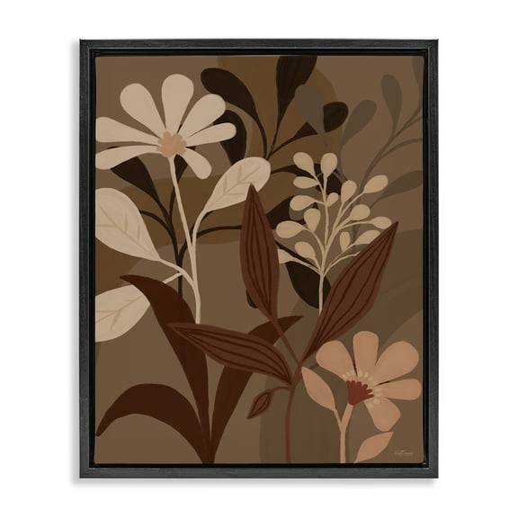 Stupell Industries Muted Boho Botanicals Plants & Flowers Painting Black Floater Framed Canvas Art Print Wall Art, 17 x 21