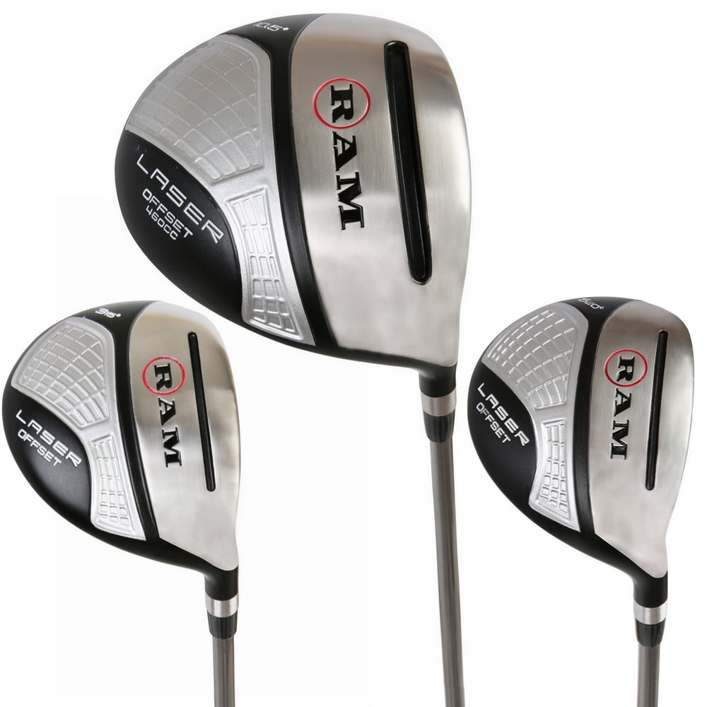 Ram Golf Laser Offset Graphite Wood Set 10.5° Driver 3 & 5 Wood Inc.  Headcovers - Walmart.com