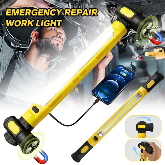 Under Hood Work Light Bar,DFITO 1Pack 3000LM LED Magnetic Light with Hooks, 5000mAh Cordless Rechargeable for Mechanic, Car Repair, Garage – Yellow