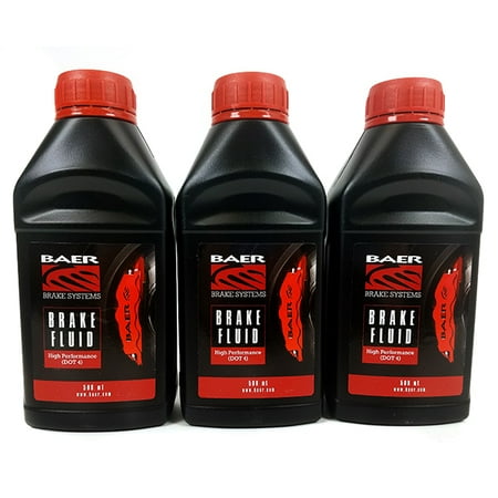 Baer Brakes DOT4 High Performance Brake Fluid, (16.9oz/500ml Bottle) 3 Pack