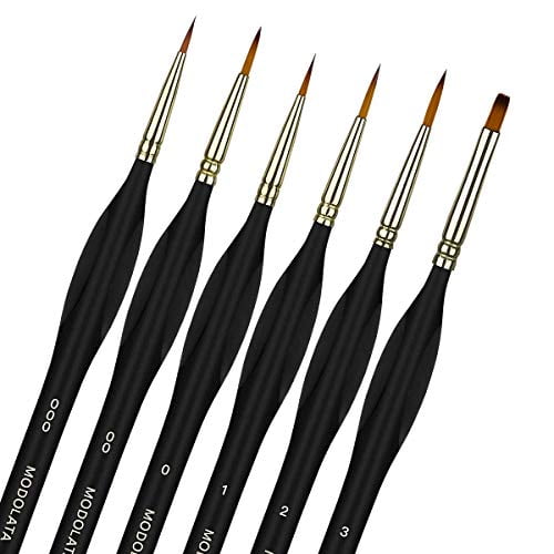 Detail Model Paint Brushes Set 6 Pieces Miniature Painting Brushes for Acrylic, Watercolor