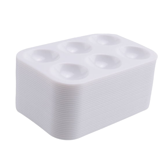 TOP! White Plastic Watercolor Palette, 6 Well Rectangular Paint Palettes, Tray Trays 30PCS