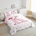 thumbnail image 4 of Feelyou Pink Monogrammed K Bedding Comforter Set, Cartoon Bowknot Cherry Twin Comforter Sets, Chic Watercolor Bow-tie Reversible Bedding Set, Ultra Soft Bedroom Decor, 2-Piece, 4 of 9