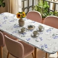 thumbnail image 3 of Easter Bunny Table Cloths for 8 Foot Rectangle Tables, Spring Purple Flower Rustic Rabbit Farmhouse Patio Waterproof Elastic Fitted Tablecloths, Washable Rectangular Table Cover for Camping, 3 of 8