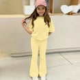 thumbnail image 6 of BVWKPCV Size 7-13y Girls Clothes 2 Piece Cute T-Shirt Tops & Flare Pants Size 8-13 Years Old Yellow 2-3Y, 6 of 7