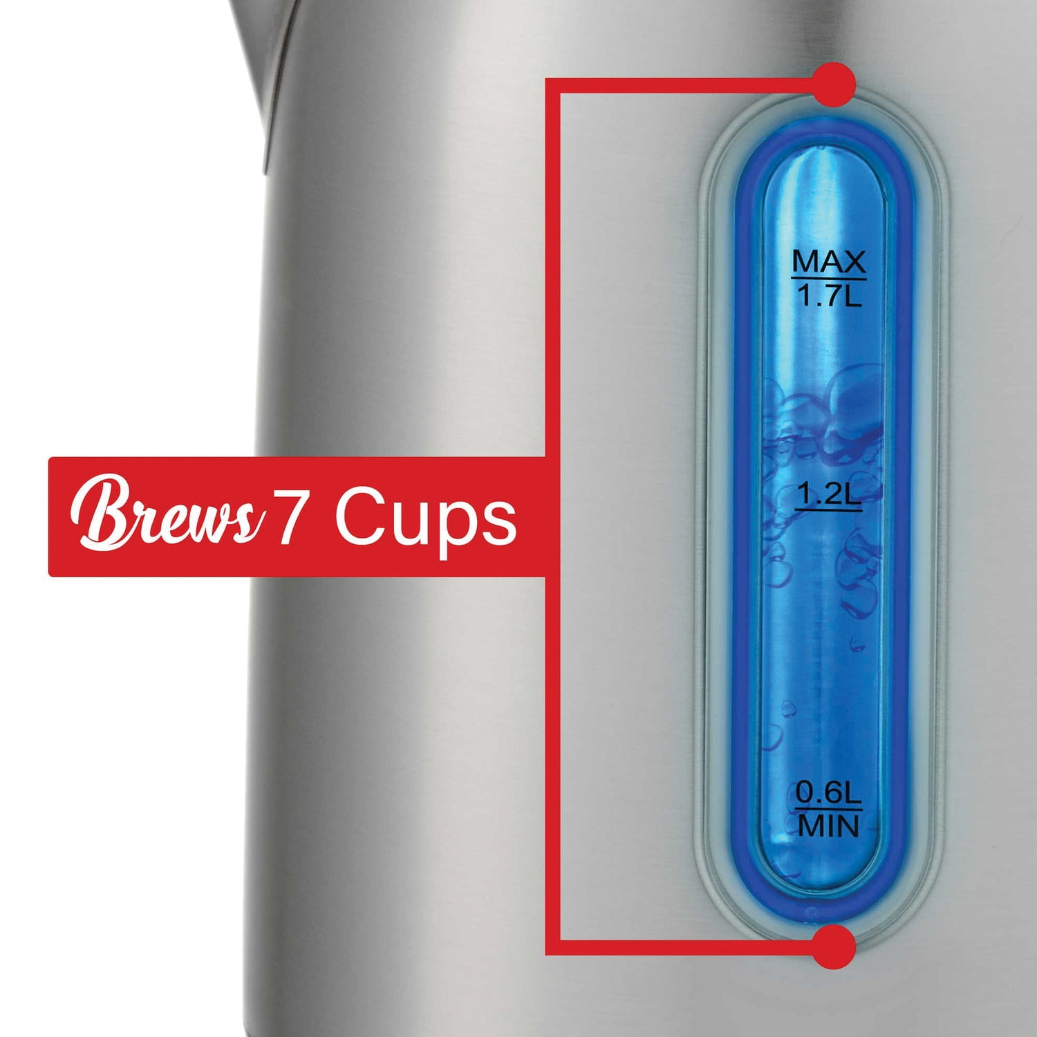Brentwood 1,500-Watt 1.79-Qt. Cordless Digital Stainless Steel Kettle with 5 Temperature Presets and Swivel Base