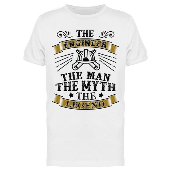 Smartprints Mens Graphic Tee - The Engineer The Man The Legend - Regular Fit 100% Cotton