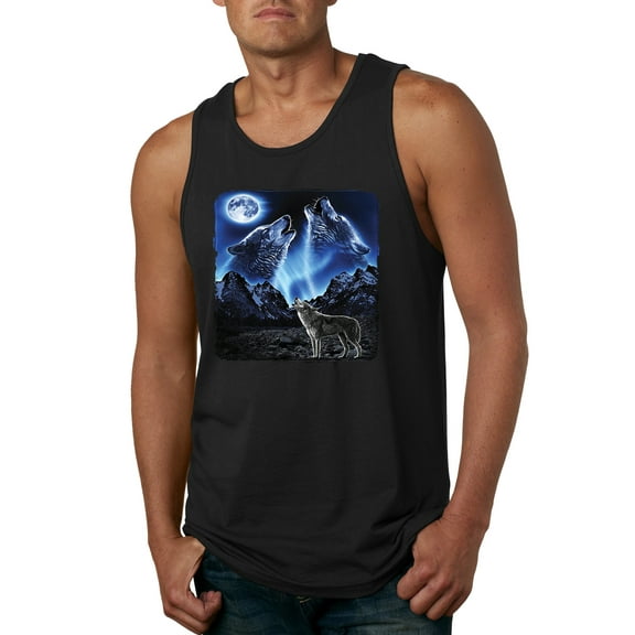 Wild Bobby Howling Wolf Full Moon, Outdoors Nature Wildlife Men Tank Top