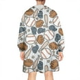 thumbnail image 2 of Striped Baseball Items Pattern Wearable Oversized Blanket,Wearable Blanket Hoodie for Adults,Cozy Hooded Blankets with Super Pockets,Super Warm Fuzzy Pullover for Women & Men, 2 of 6