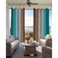 thumbnail image 4 of Aqua Teal Blackout Curtains, Light Blocking Print Window Curtains, Farmhouse Wood Grain Vintage Brown Striped Thermal Insulated Window Drapes for Living Room Kitchen Cafe 2 Panels, 55"W x 39"L, 4 of 9
