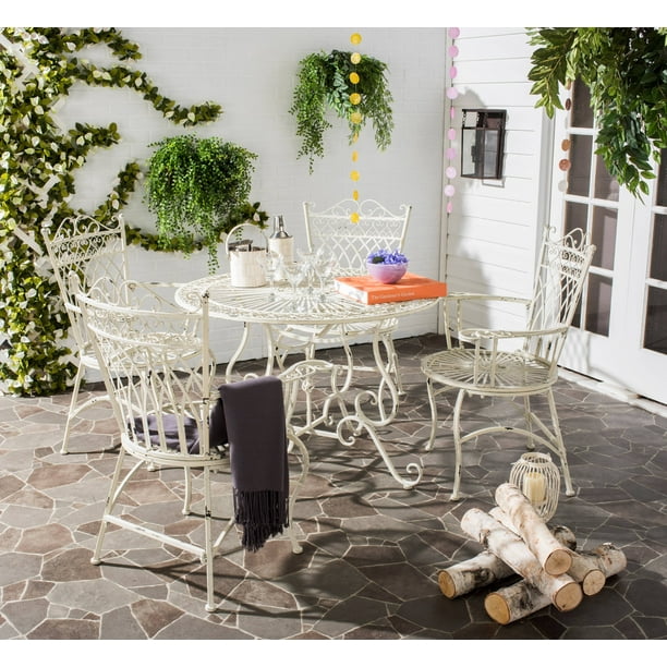 Safavieh Thessaly Outdoor Traditional 5 Piece Dining Set Com Safavieh Thessaly Outdoor Traditional 5, 5 Piece Wrought Iron Patio Furniture Dining Set