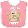 thumbnail image 3 of Inktastic Cute Sloth I Love My Poppy with Green Leaves Boys or Girls Baby Bib, 3 of 4